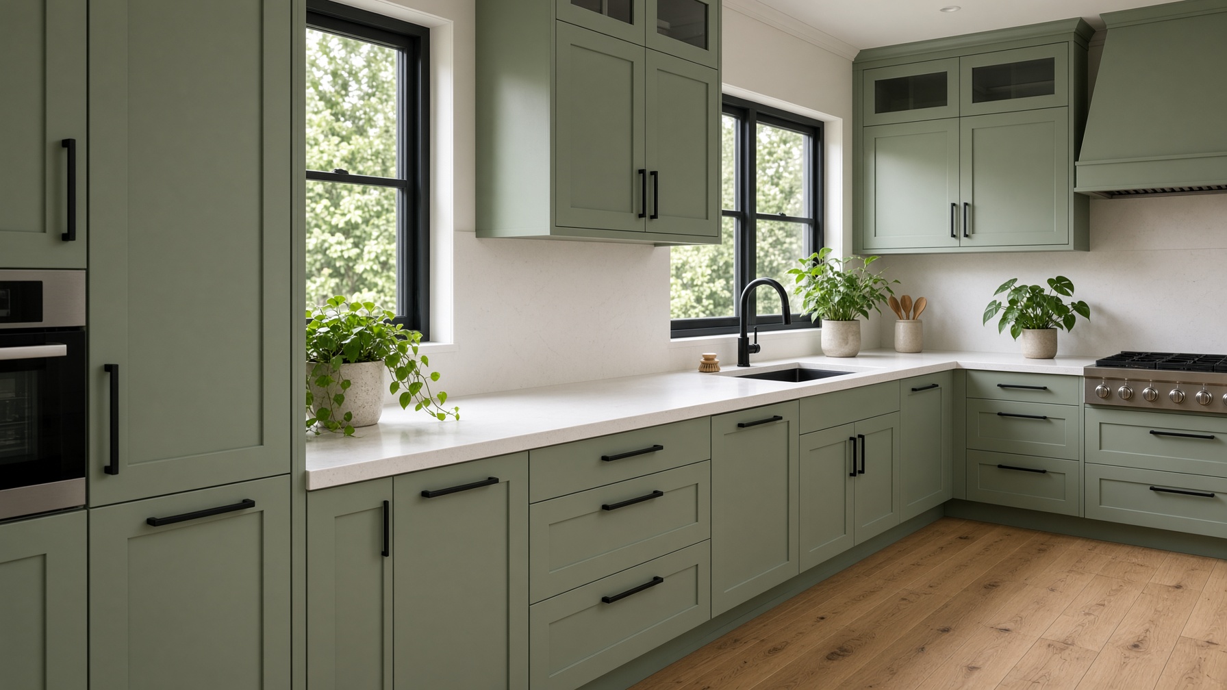 Sage Green Shaker RTA kitchen cabinets