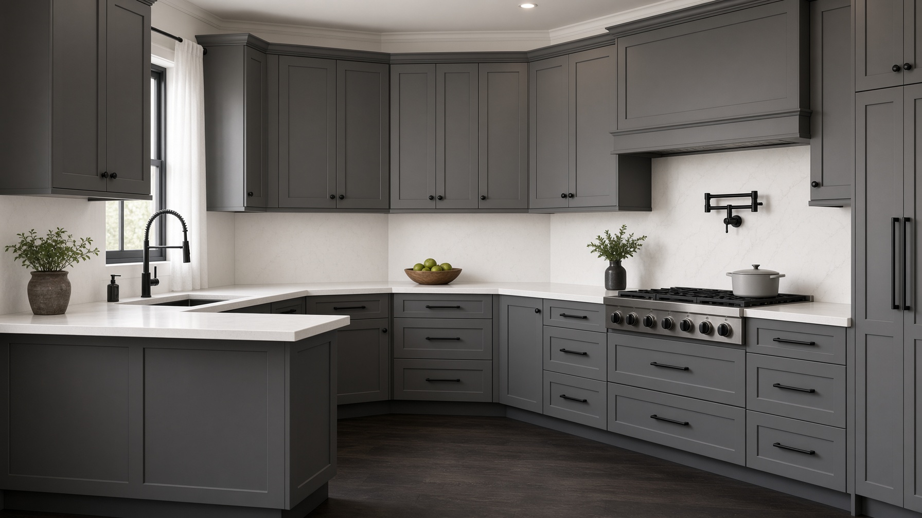 Smoky Gray RTA kitchen cabinets