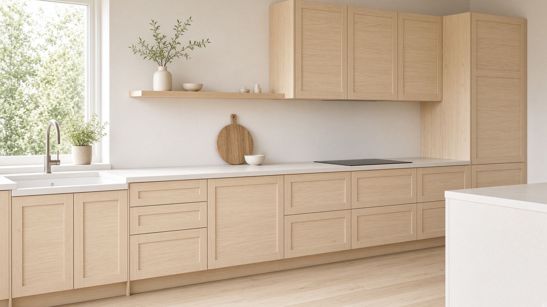 Unfinished Birch Shaker RTA kitchen cabinets